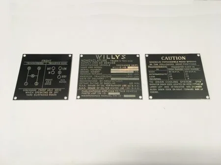 PLAQUES IDENTIFICATION JEEP WILLYS X3