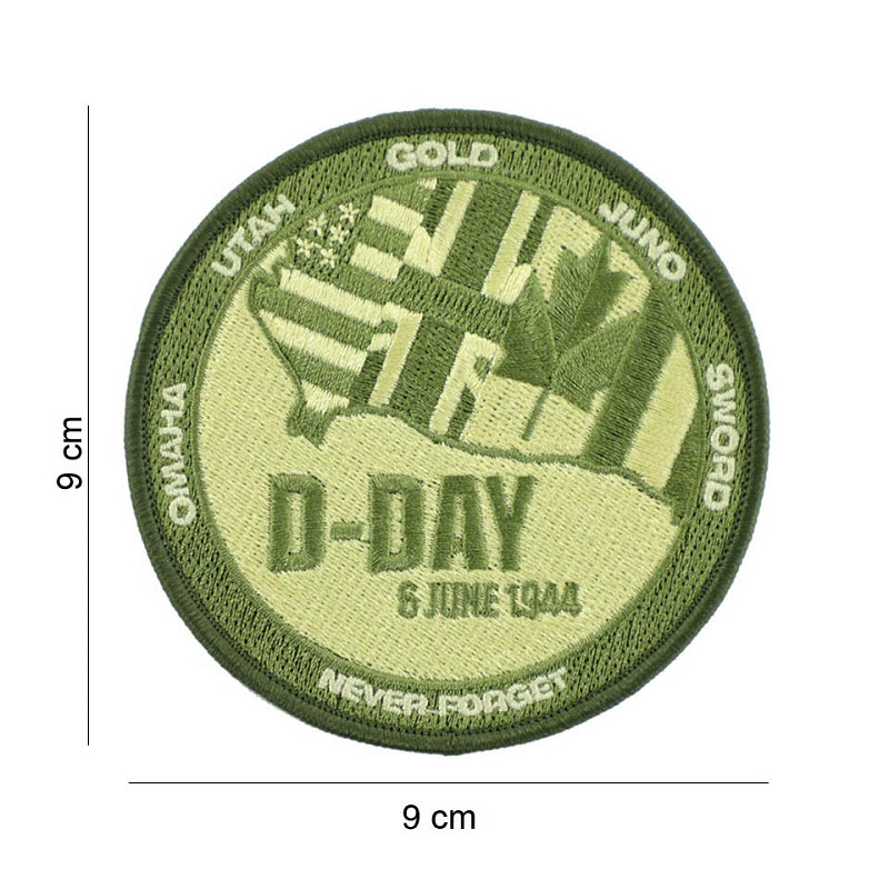 Patch en tissus; D-day Never forget kaki